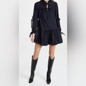 NWOT AMUR Navy Mini Dress with Ruffle Hem
